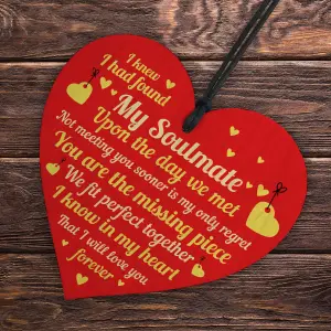 Red Ocean Valentines Gift For Him Her Soulmate Wood Heart Anniversary Present Husband Wife Gifts