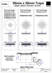 McAlpine ST90CPB-P-HP2 1" 90mm Hi-Flow Shower Trap