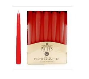 50 Tapered Red  Household Dinner Candles Prices Wax Candles 8H Burn Time 24cm