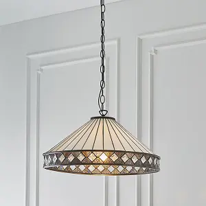 Luminosa Fargo 1 Light Large Ceiling Pendant Dark Bronze, Tiffany glass, E27