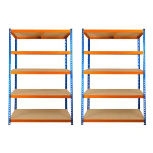 2 Bays of 5 Tier Extra Heavy Duty Storage Racking 1800h x 1200w x 450d mm 300kg