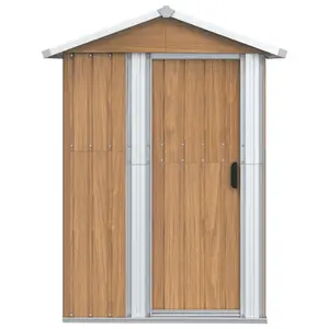 Garden Shed Galvanised Steel Outdoor Shed Bin Storage Brown