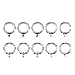 GoodHome Olympe Chrome effect Grey Curtain ring, Pack of 10