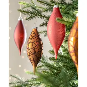 Glass Christmas Tree Teardrop Bauble Copper