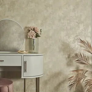 Concrete Couture Wallpaper in Warm Neutral and Gold