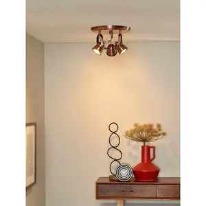 Lucide Cigal Cottage Ceiling Spotlight - LED - GU10 - 3x5W 2700K - Copper