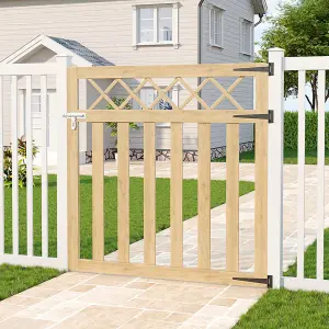 4x4ft Outdoor Cross Top Garden Wooden Gate Fence Patio Gate