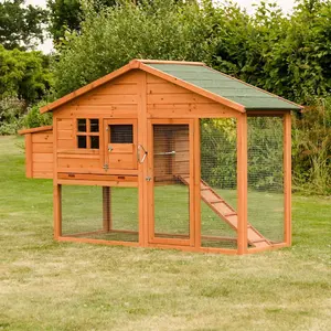 KCT 6ft Large Chicken Coop And Run With Egg Nest Box Poultry Hen House Bird Ark Cage