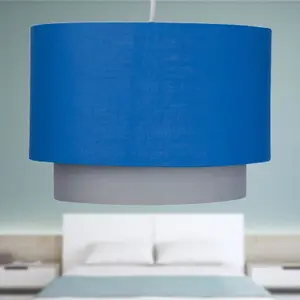 First Choice Lighting Blue & Grey 2 Tier Light Shade