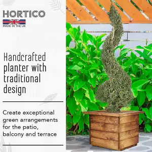 HORTICO™ Wooden Planter, 41cm Square Planter Box, Made in the UK Scandinavian Red Wood Outdoor Plant Pots H31 L41 W41 cm, 25L