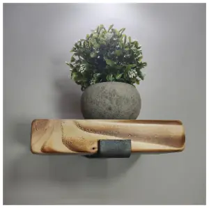 Handmade Wooden Rustic Flower Shelf Bracket Bent Up 14.5 x 20cm Burnt