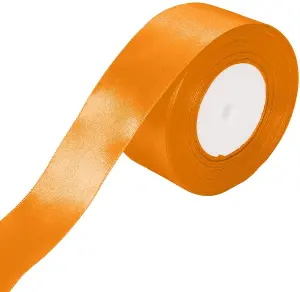 50mm Fluorescent Orange Double Sided Satin Polyester Ribbon Roll, 25 metres