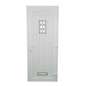 Fortia Curral Frosted Glazed Anthracite LH External Front Door set, (H)2085mm (W)920mm