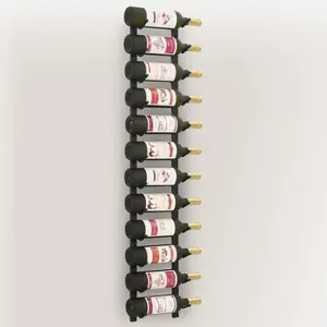 Riveria Wall Mounted Wine Rack for 12 Bottles Black Iron