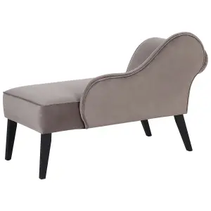 Left Hand Velvet Chaise Lounge Taupe BIARRITZ