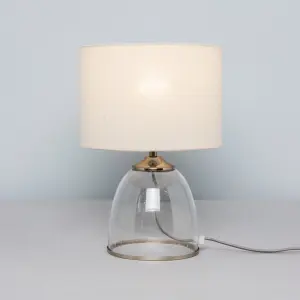 Inlight Sofy Round Satin Nickel effect Table lamp