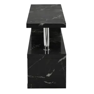 Miami TV Stand Storage Living Room Bedroom, 1200 Wide, S-Shape Design, Media Storage, Milano Marble Effect High Gloss Finish