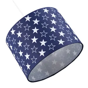 White Stars Children's/Kids Blue Cotton Fabric Bedroom Lamp or Pendant Shade