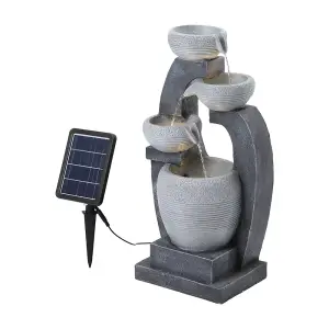 Solar Powered Garden Water Fountain Rockery Decor with Warm Light 64cm H