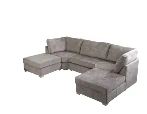 Belling Chenille Silver Sofa Full Back U Shape