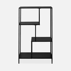 sweeek. 4-shelf asymmetrical bookshelf in black metal Industrielle Black