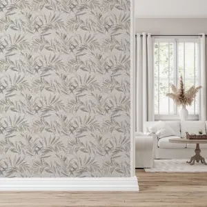 Arthouse Luxury Leaf Soft Silver Wallpaper