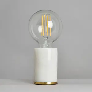 Litecraft Marble White Modern Table Lamp