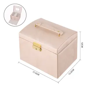 Pink Multi Function Faux Leather Jewellery Storage Box with Drawers Key Lockable