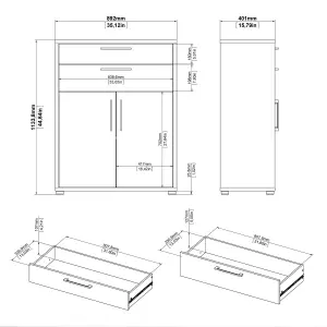 Prima Bookcase 1 Shelf With 2 Drawers And 2 Doors In Black Woodgrain