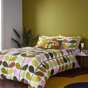 Green/White/Pink 200 TC Reversible Duvet Cover Set Double