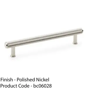 Knurled T Bar Pull Handle - Polished Nickel - 160mm Centres Premium Drawer Door