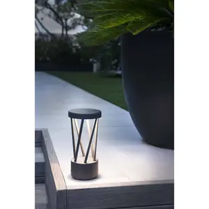 Luminosa Twist Outdoor Led Dark Grey Pedestal Lamp 10W 3000K IP65