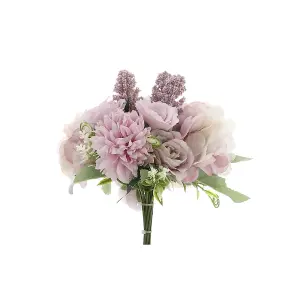 Purple Romantic Artificial Bouquet Faux Silk Flower for Home Wedding Decoration (20cm)