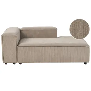 Left Hand Jumbo Cord Chaise Lounge Taupe ARDAL