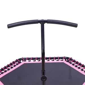 48in Bungee Cords Hexagonal Trampoline with Adjustable T-Bar Handle in Pink