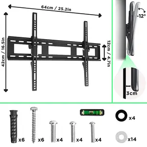 Duronic TVB123M Tilt Adjustable TV Bracket, Wall Mount with VESA 600x400 for Flat Screen Television 32-60"