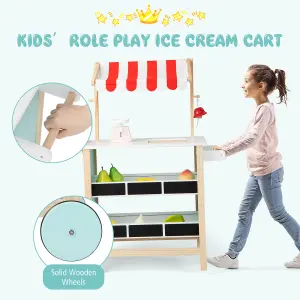 Costway Pretend Play Kids Ice Cream Cart Wooden Grocery Store Toddler Supermarket Toy