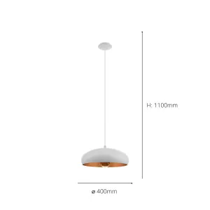 EGLO Mogano White And Gold Metal Ceiling Fitting, (D) 40cm