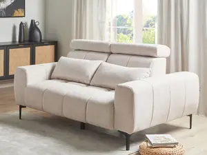 2 Seater Fabric Sofa Beige VEGAMO