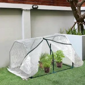 Outsunny Mini Greenhouse Grow House PVC Cover Steel Frame White 99 x 71 x 60cm