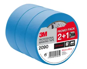 3M Professional Masking Tape, 36mm x 50m,  3 PACK