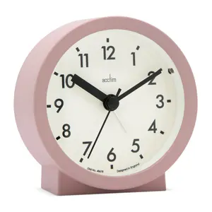 Analogue Quartz Movement / Crystal Alarm Tabletop Clock Dusty Rose