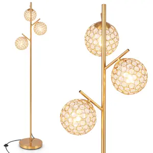 COSTWAY 3-Globe Floor Lamp Freestanding Tree Lamp w/ Foot Switch & 3 E27 Bulb Bases