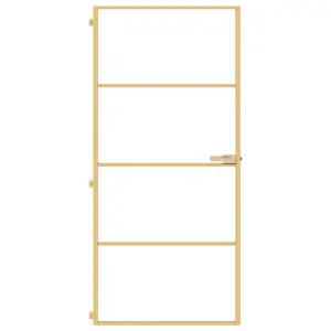 Berkfield Interior Door Slim Golden 93x201.5 cm Tempered Glass and Aluminium