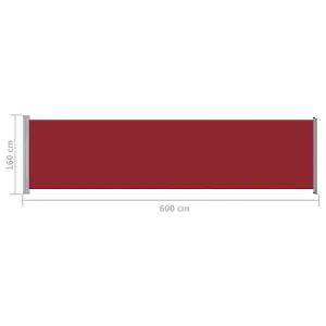 Berkfield Patio Retractable Side Awning 600x160 cm Red