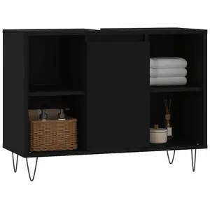 Berkfield Bathroom Cabinet Black 80x33x60 cm Engineered Wood