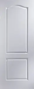 Arched 2 panel Unglazed Contemporary White Woodgrain effect Internal Door, (H)1981mm (W)686mm (T)35mm