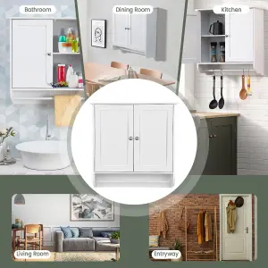 Costway Wall Mounted Bathroom Cabinet Hanging Medicine Cabinet w/ Towel Bar