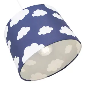 White Clouds Children's/Kids Blue Cotton Fabric Bedroom Lamp or Pendant Shade