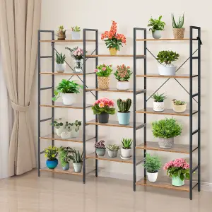 Costway 5-tier Industrial Bookshelf Large Triple Floor Standing Bookcase Display Shelf